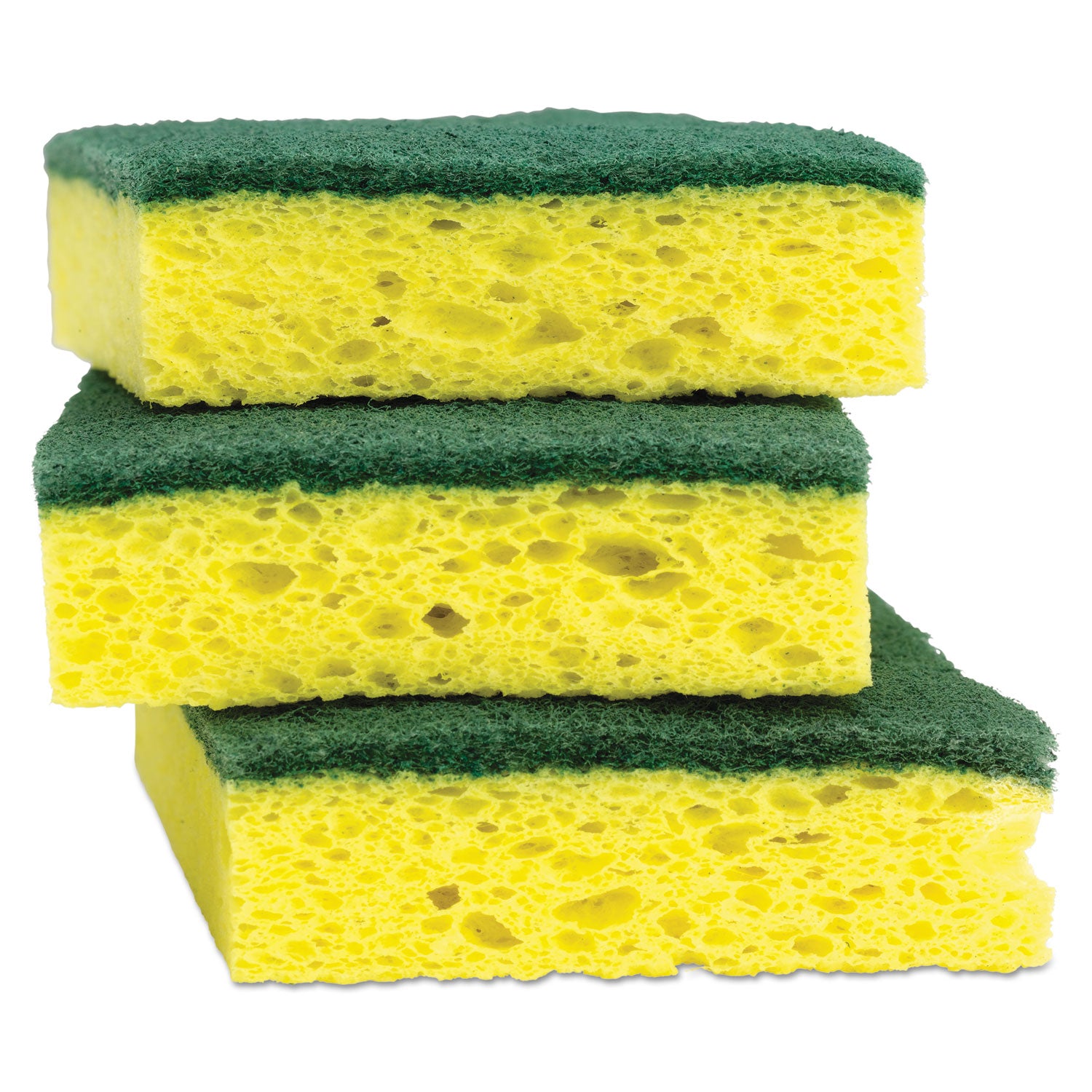 Scotch-Brite® Heavy-Duty Scrub Sponge, 4 1/2 x 2 7/10 x 3/5 Green/Yellow, 3/Pack