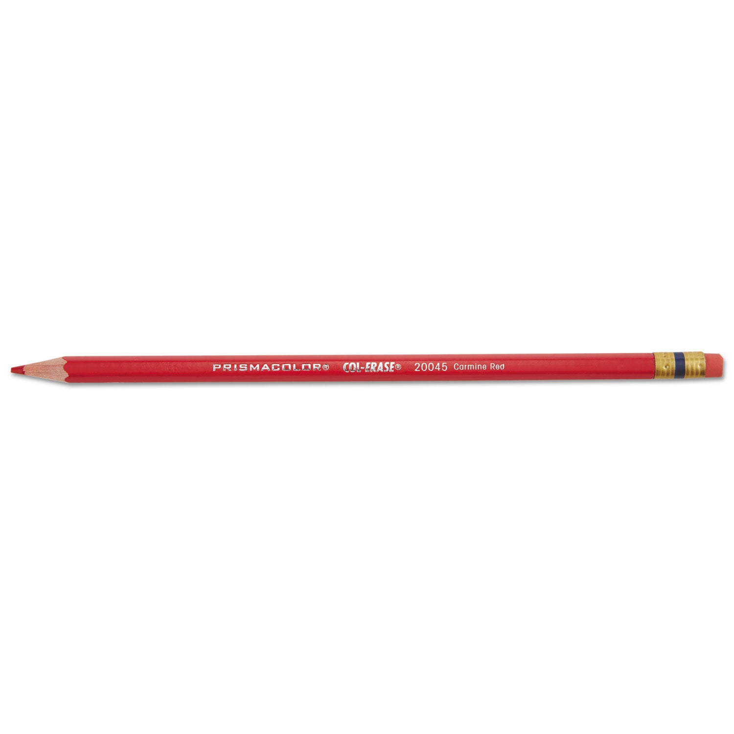 Prismacolor® Col-Erase Pencil w/Eraser, Carmine Red Lead/Barrel, Dozen