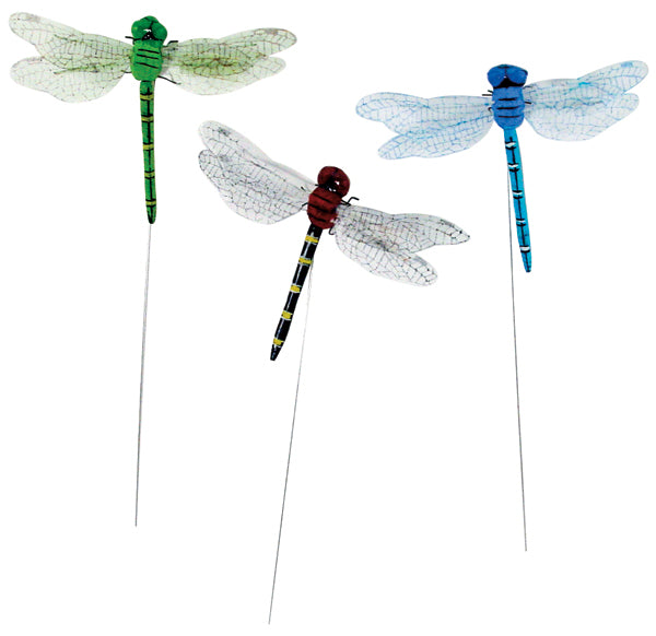 Dragonflies W/Wire 3.5" 2/Pkg Assorted Colors