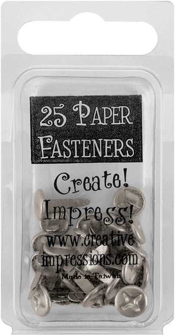 Metal Paper Fasteners 10mm 25/Pkg Screw Heads - Pewter