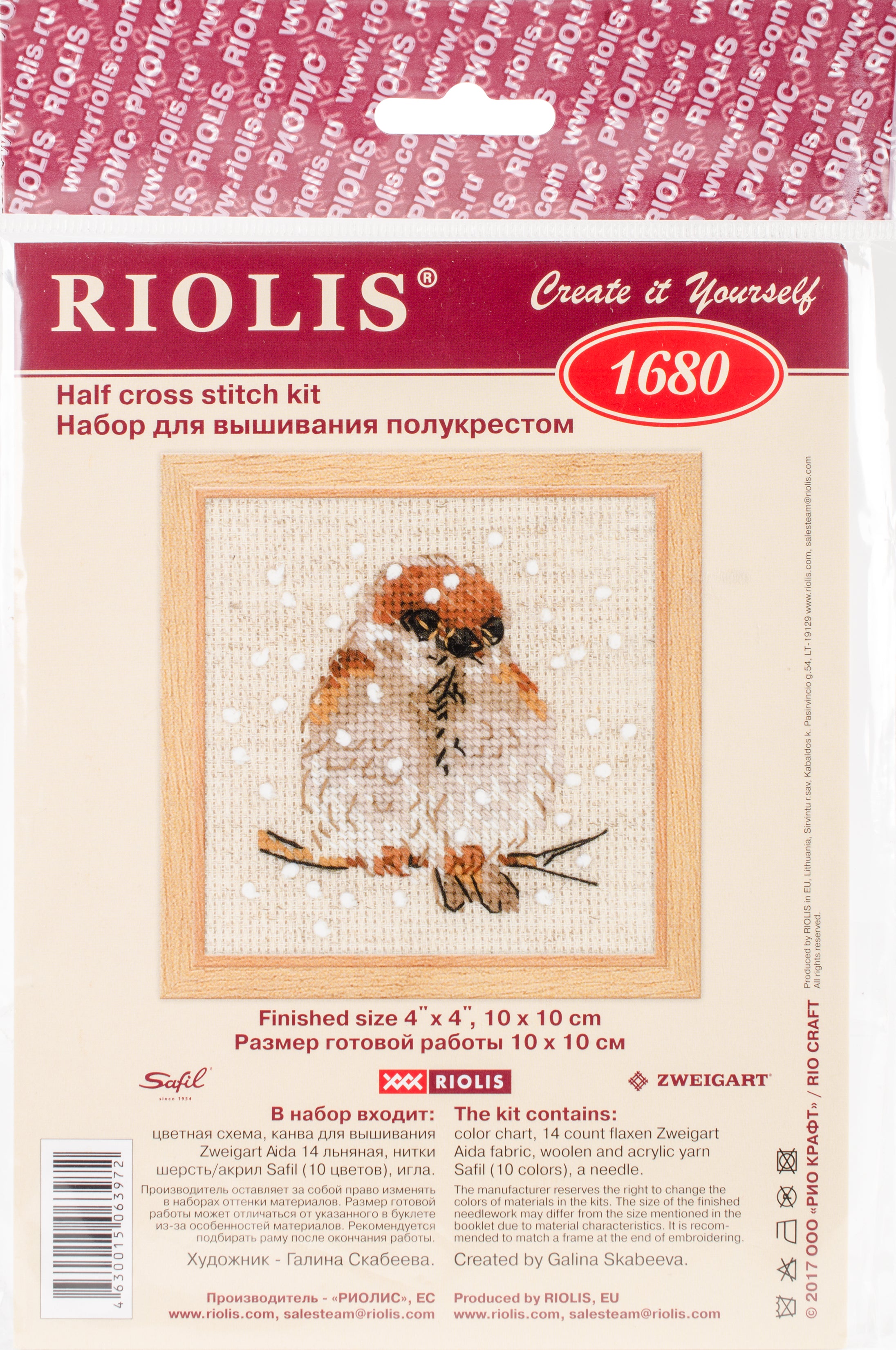 RIOLIS Counted Cross Stitch Kit 4"X4" Sparrow (14 Count)