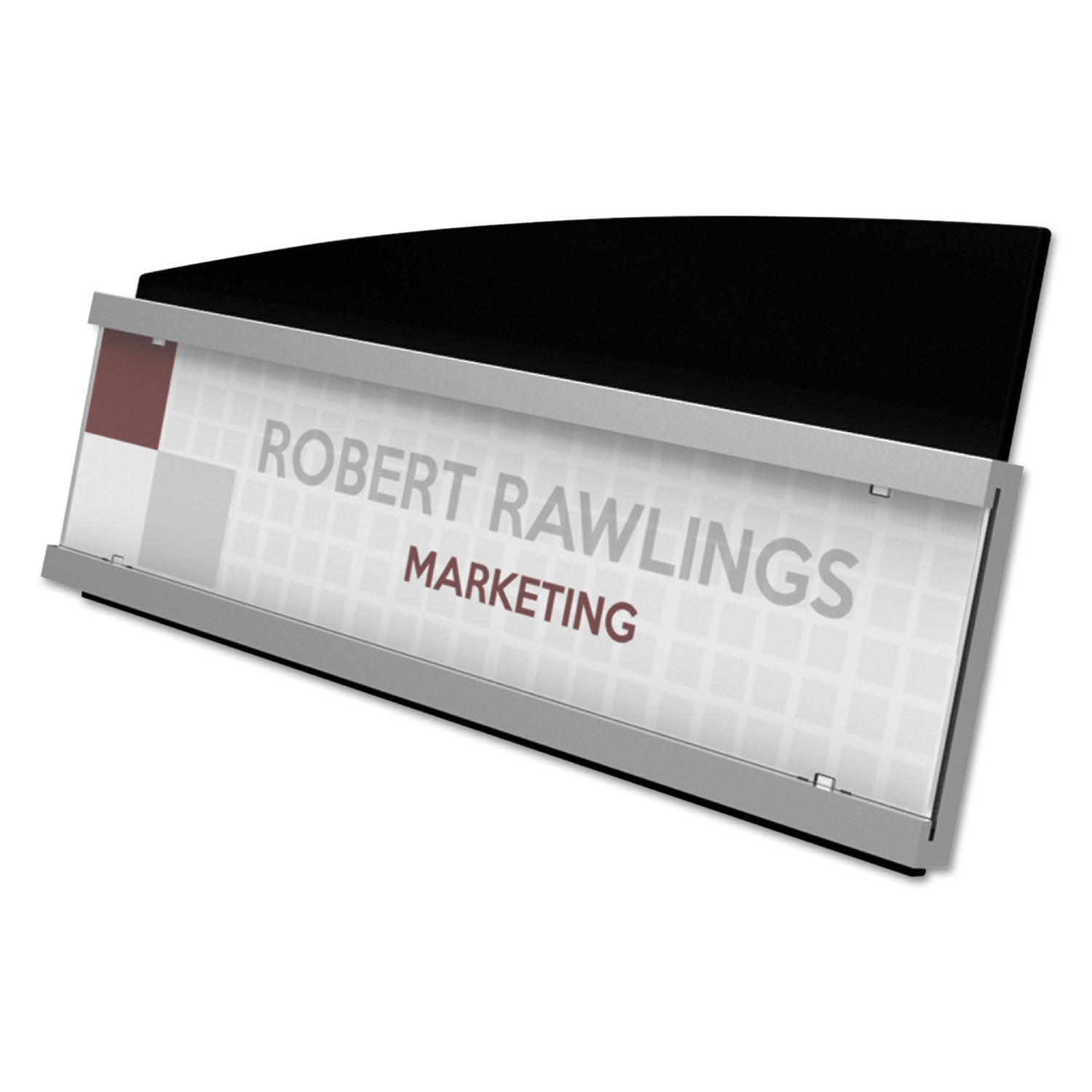 deflecto® Interior Image Sign Holder, Landscape, 8 1/2 x 2 Insert, Black/Silver