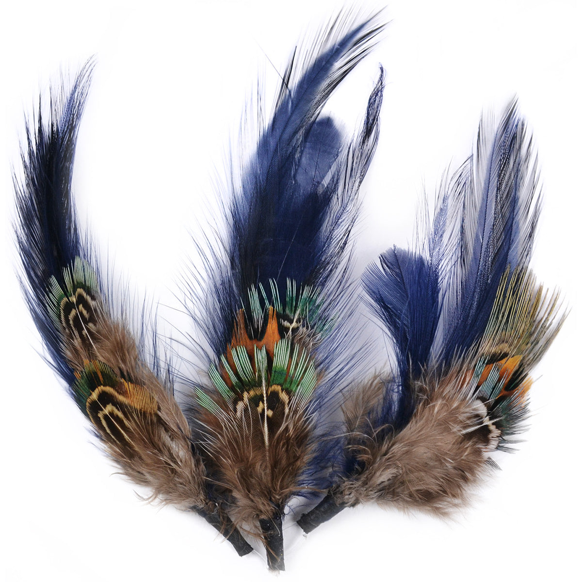 Feather Picks 4" To 7" 2/Pkg Dark Blue & Brown