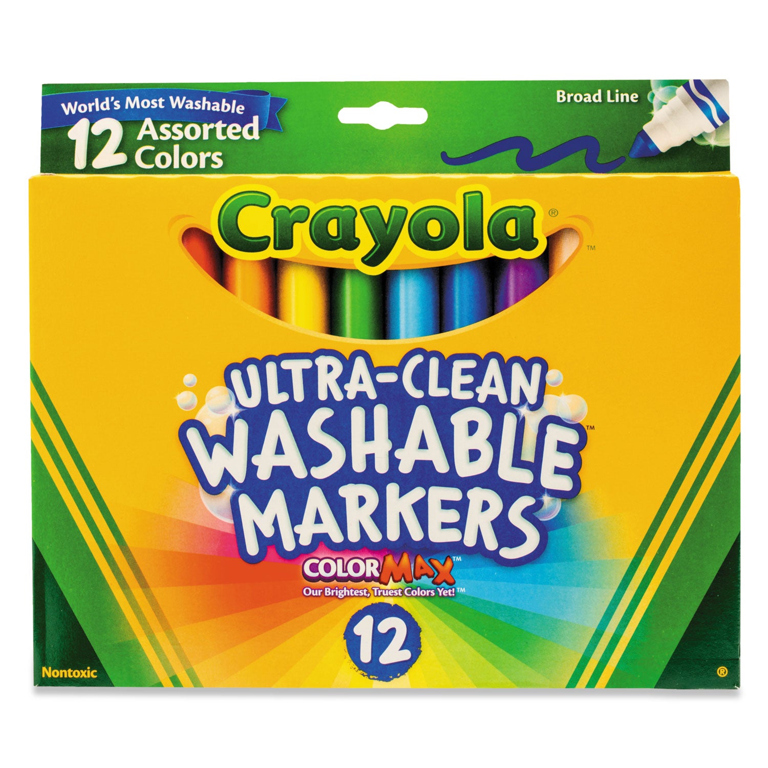 Crayola Broad Line Washable Markers Assorted Colors 12/Pkg