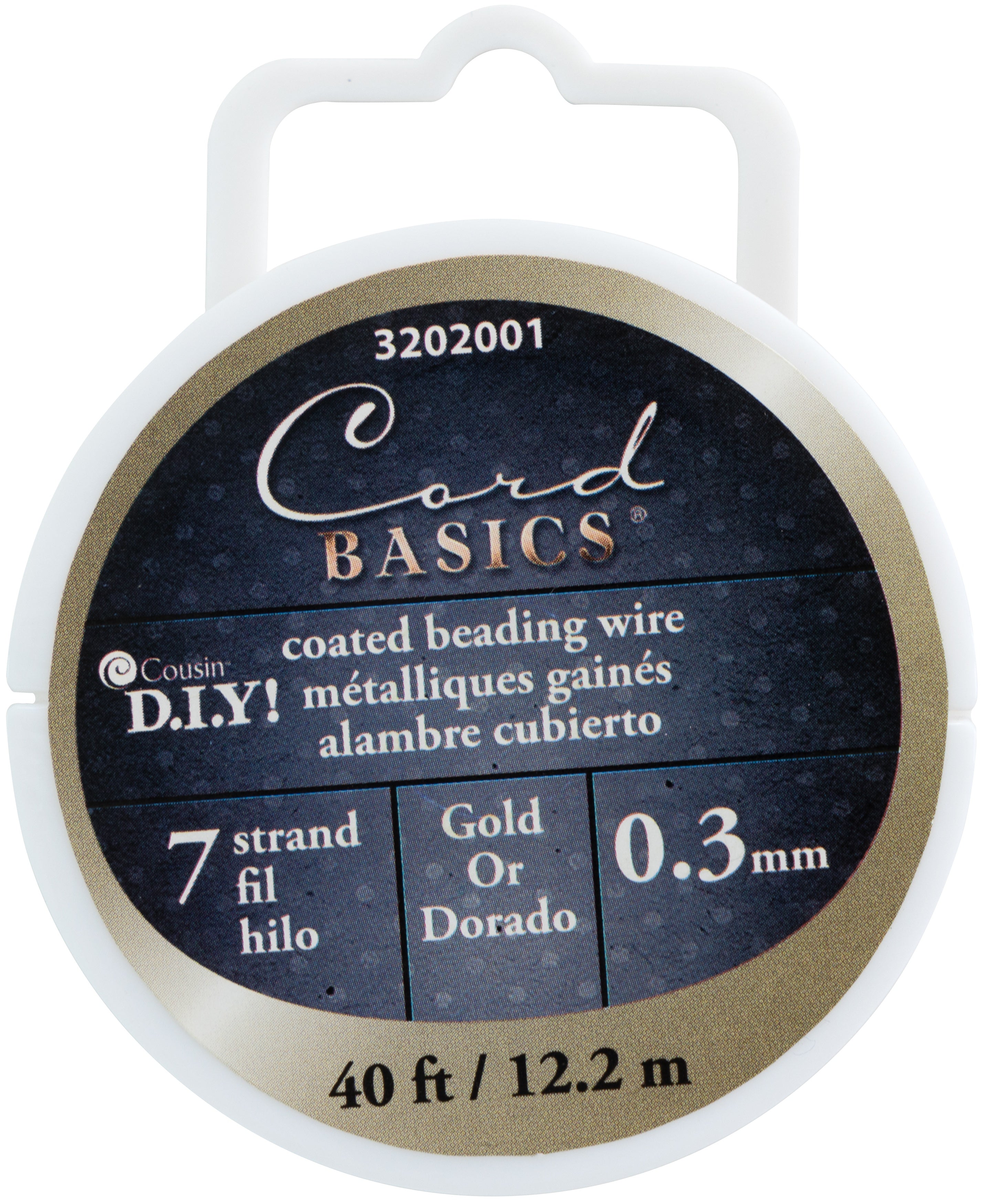 Cord Basics 7-Strand Beading Wire .3mmX40' Gold