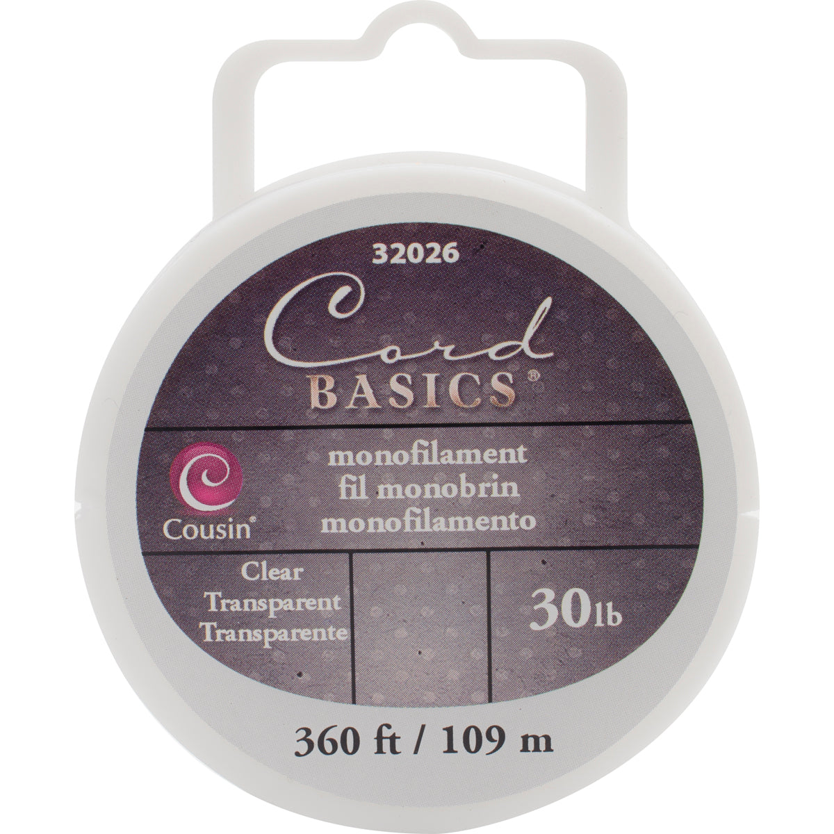 Cord Basics Monofilament Cord 30lb 300' Clear