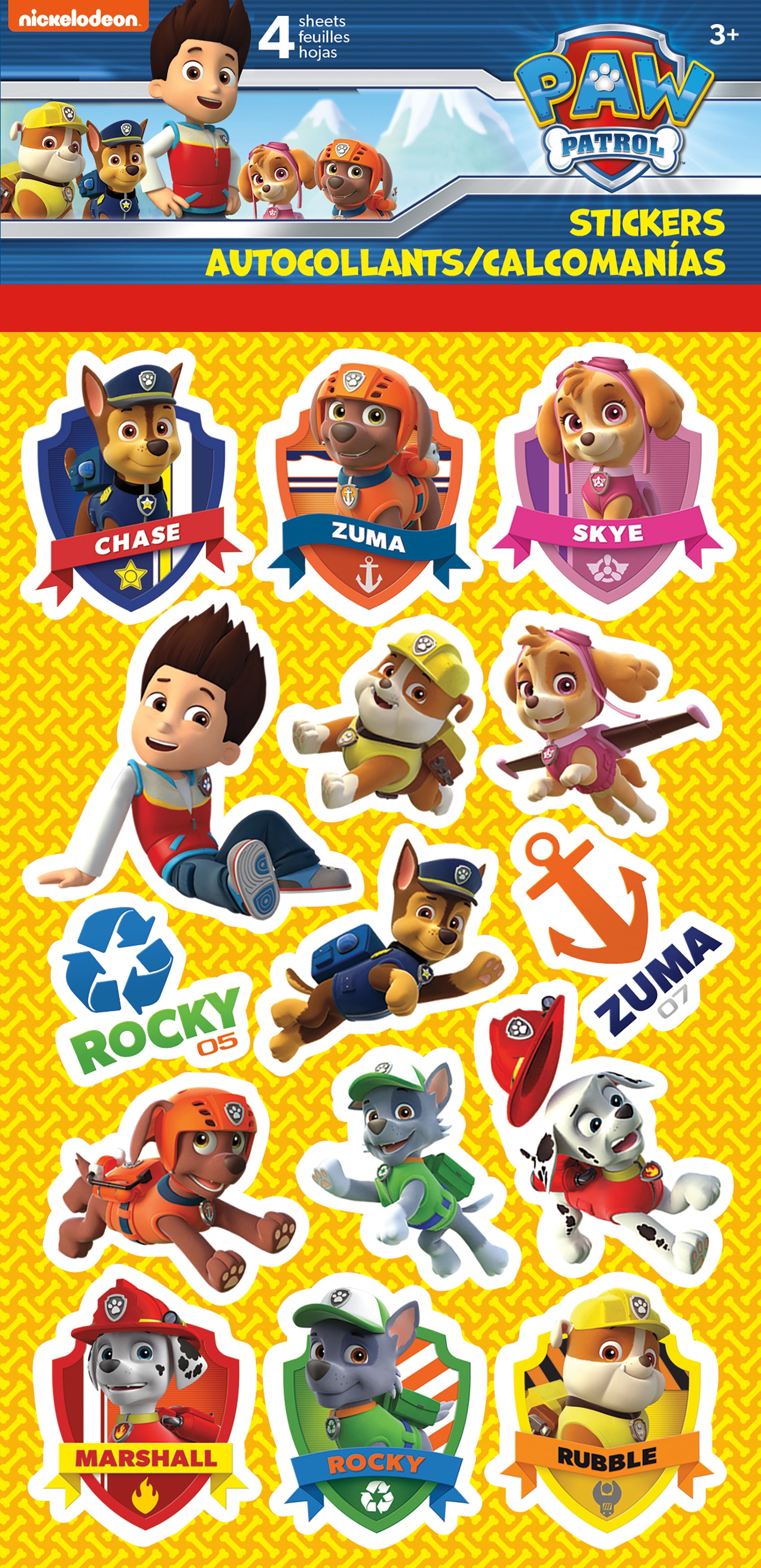 Paw Patrol Standard Stickers 4/Pkg 