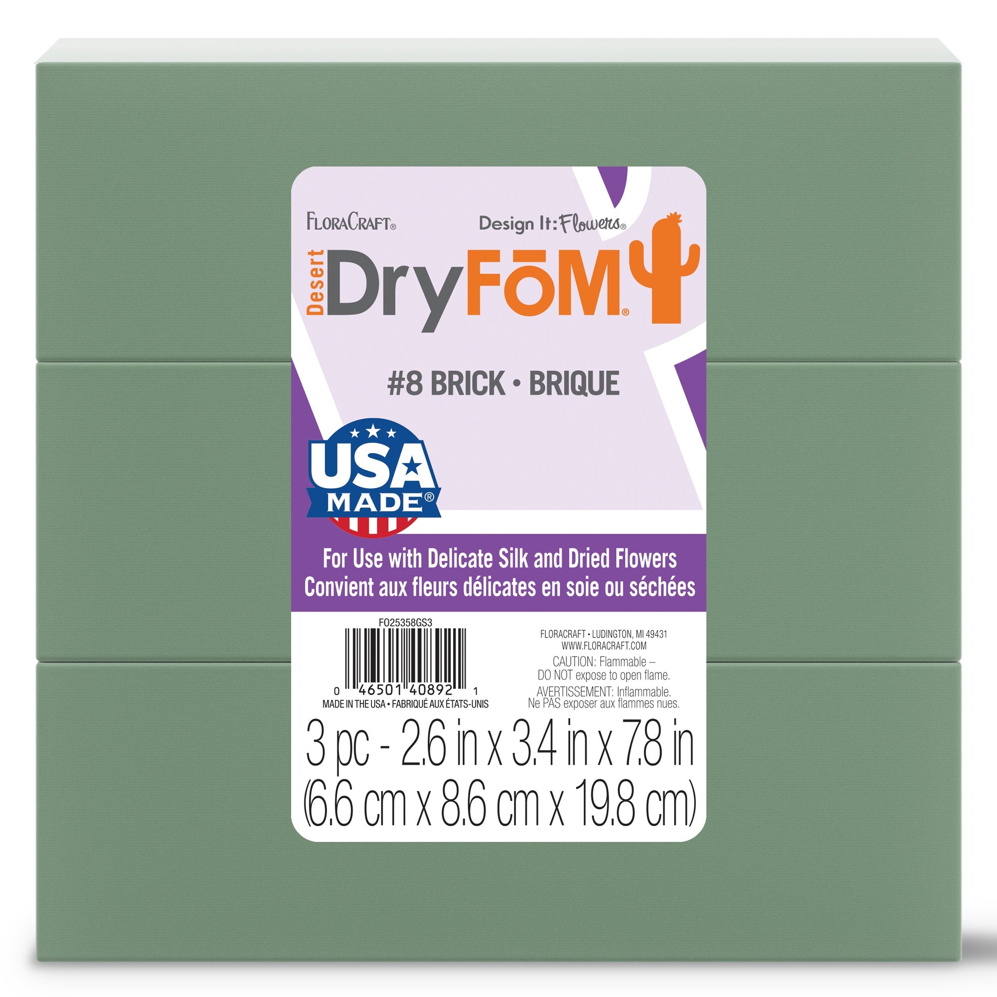 Dry Foam Blocks 3/Pkg 2.625"X3.5"X7.875"