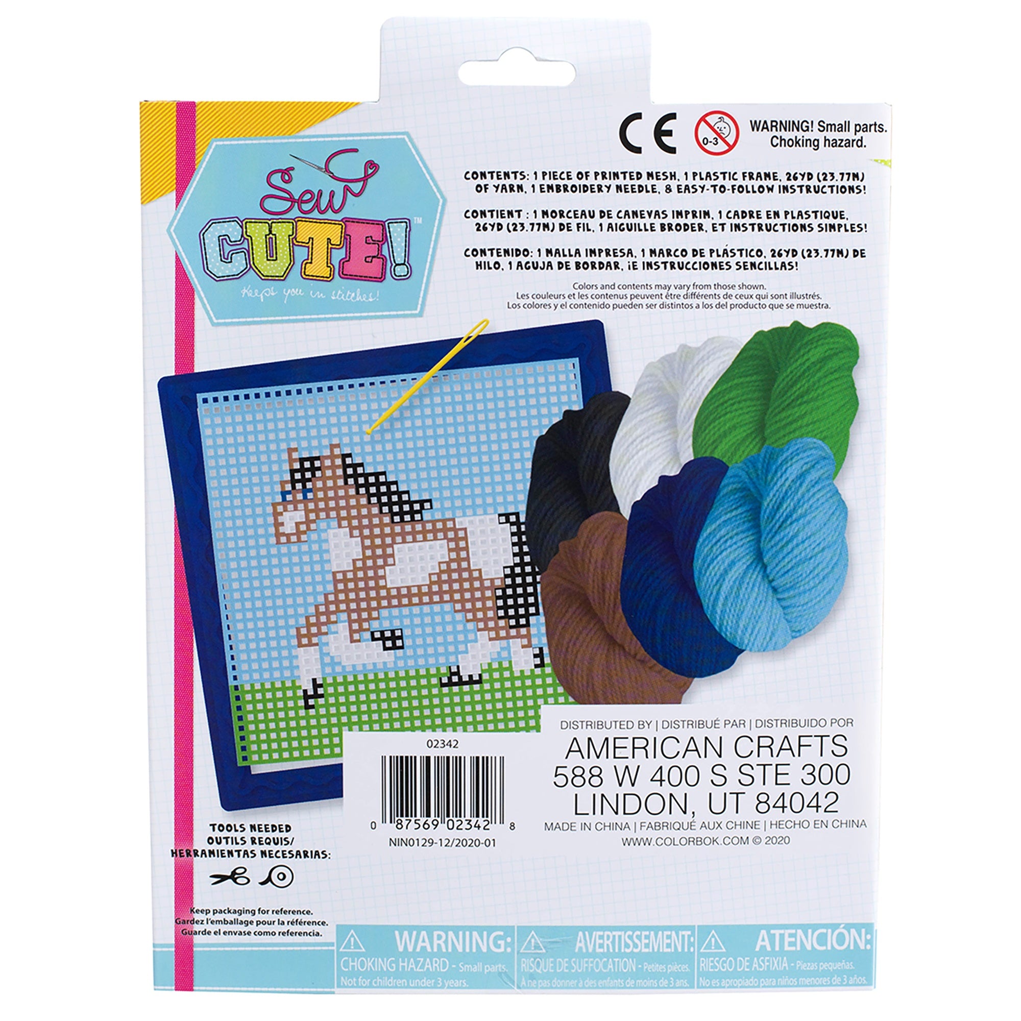 Sew Cute! Horse Needlepoint Kit 6"X6" Stitched In Yarn