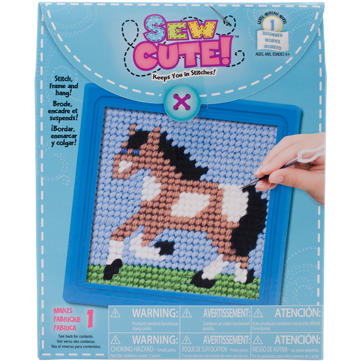 Sew Cute! Horse Needlepoint Kit 6"X6" Stitched In Yarn