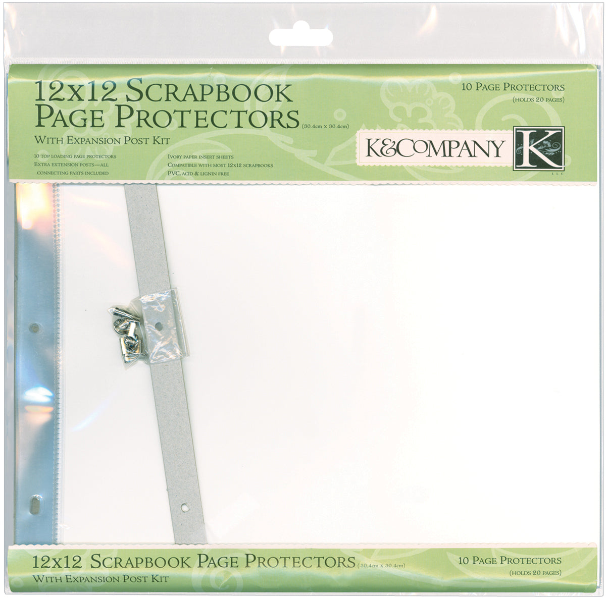 K&Company Post Bound Page Protector Refills 12"X12" 10/Pkg W/White Inserts