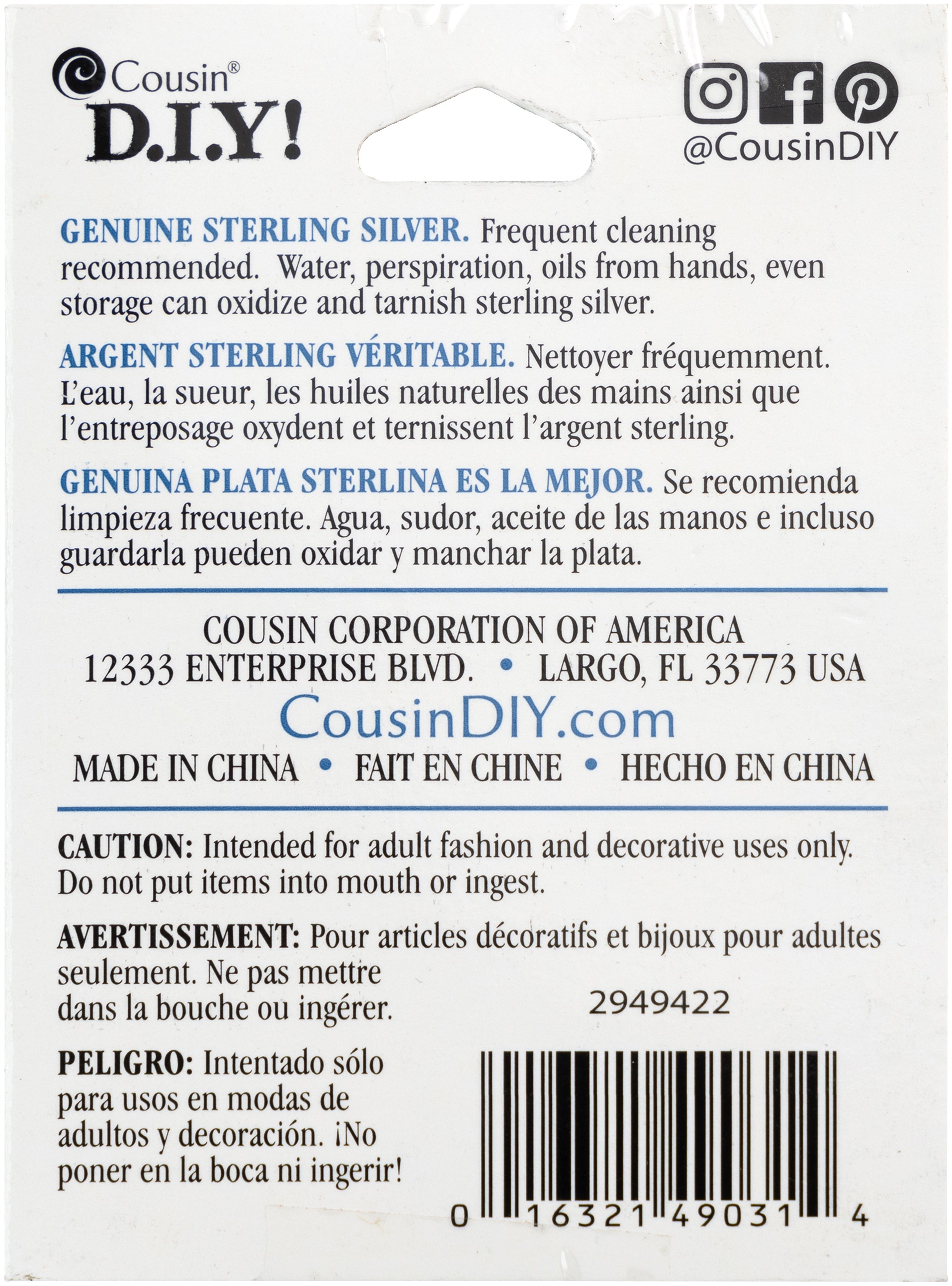 Cousin Sterling Elegance Genuine 925 Silver Beads & Findings-Split Rings 6mm 12/Pkg