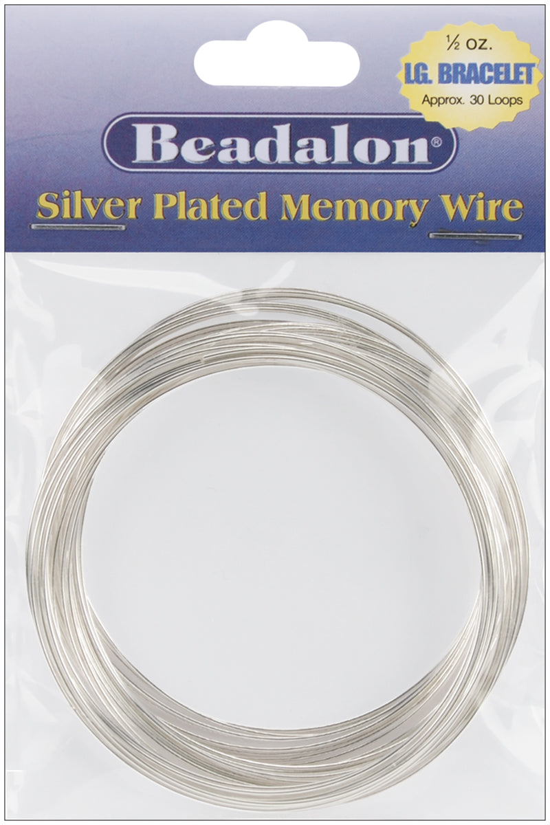 Memory Wire Large Bracelet .62mm .5oz Silver Plated - 30 Coils