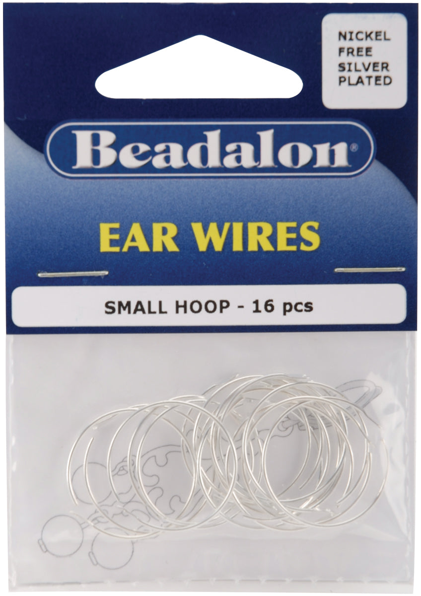 Ear Wire Beading Hoops Small 20mm 16/Pkg Silver-Plated & Nickel-Free
