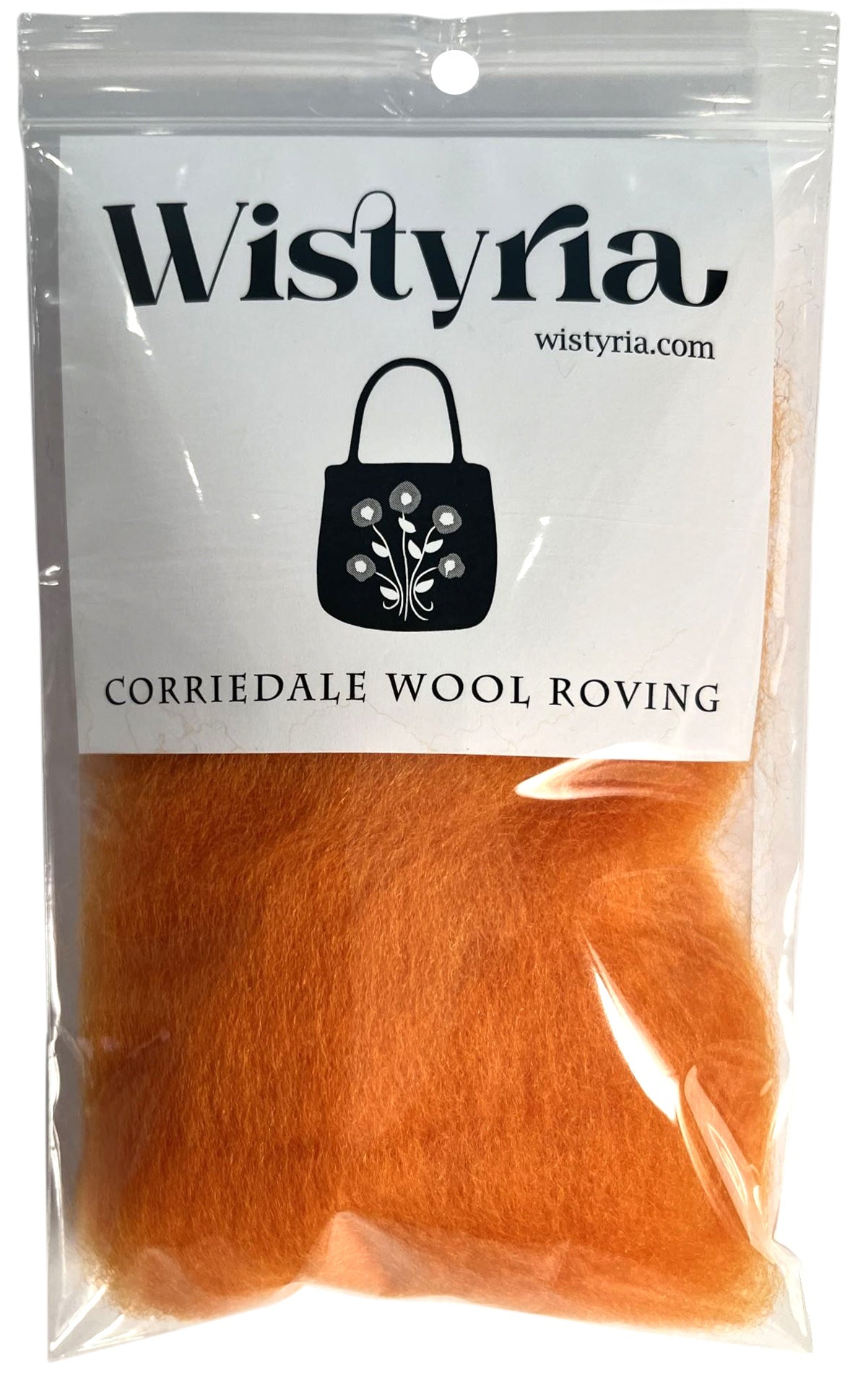 Wool Roving 12" .22oz Tangerine