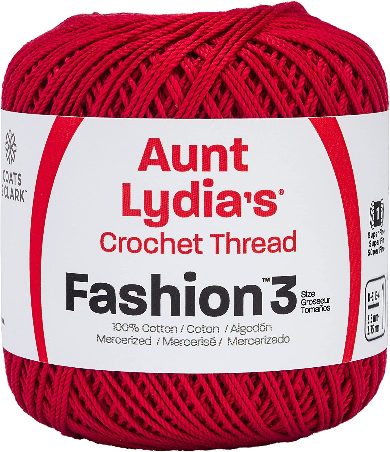 Aunt Lydia's Fashion Crochet Thread Size 3 Scarlet