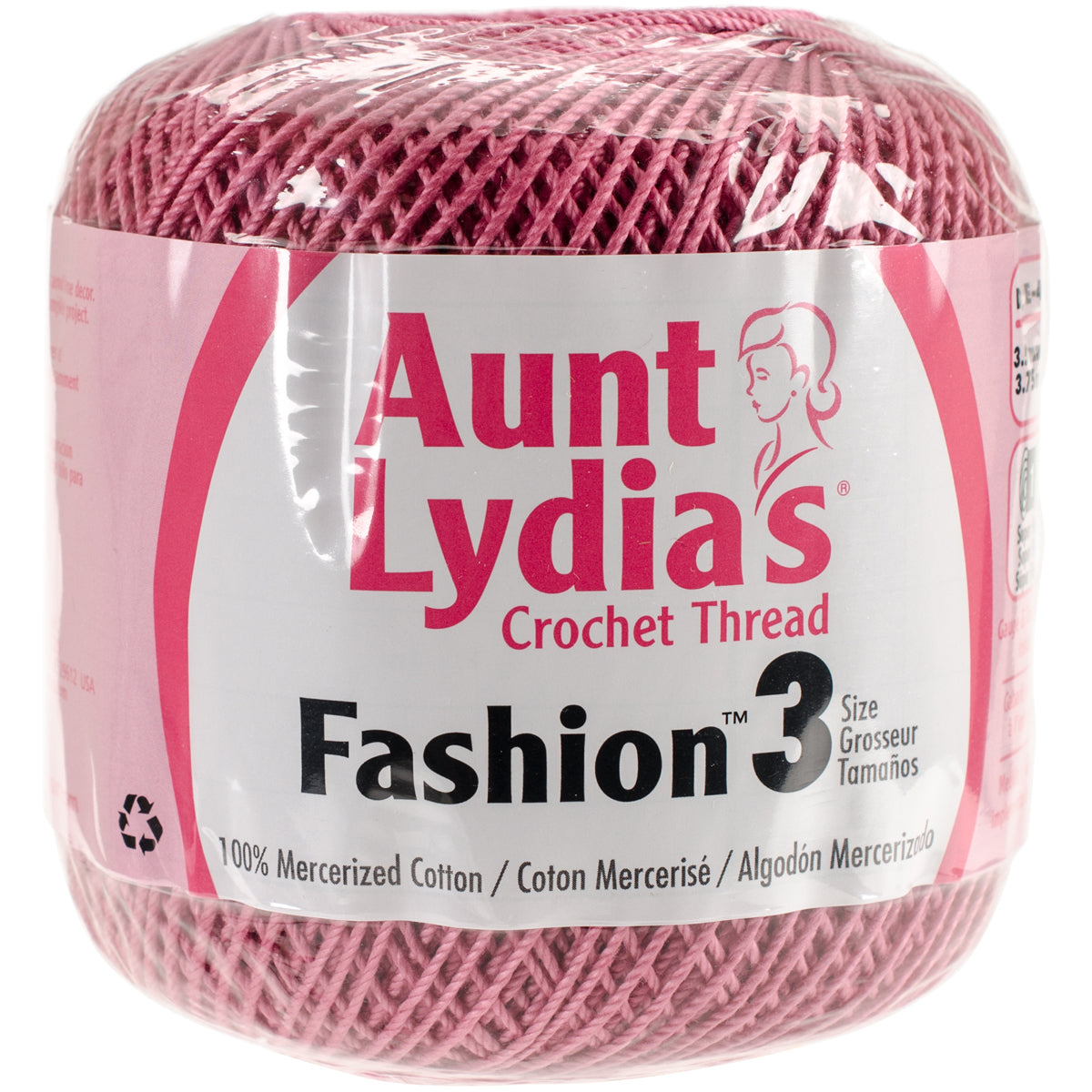 Aunt Lydia's Fashion Crochet Thread Size 3 Warm Rose 