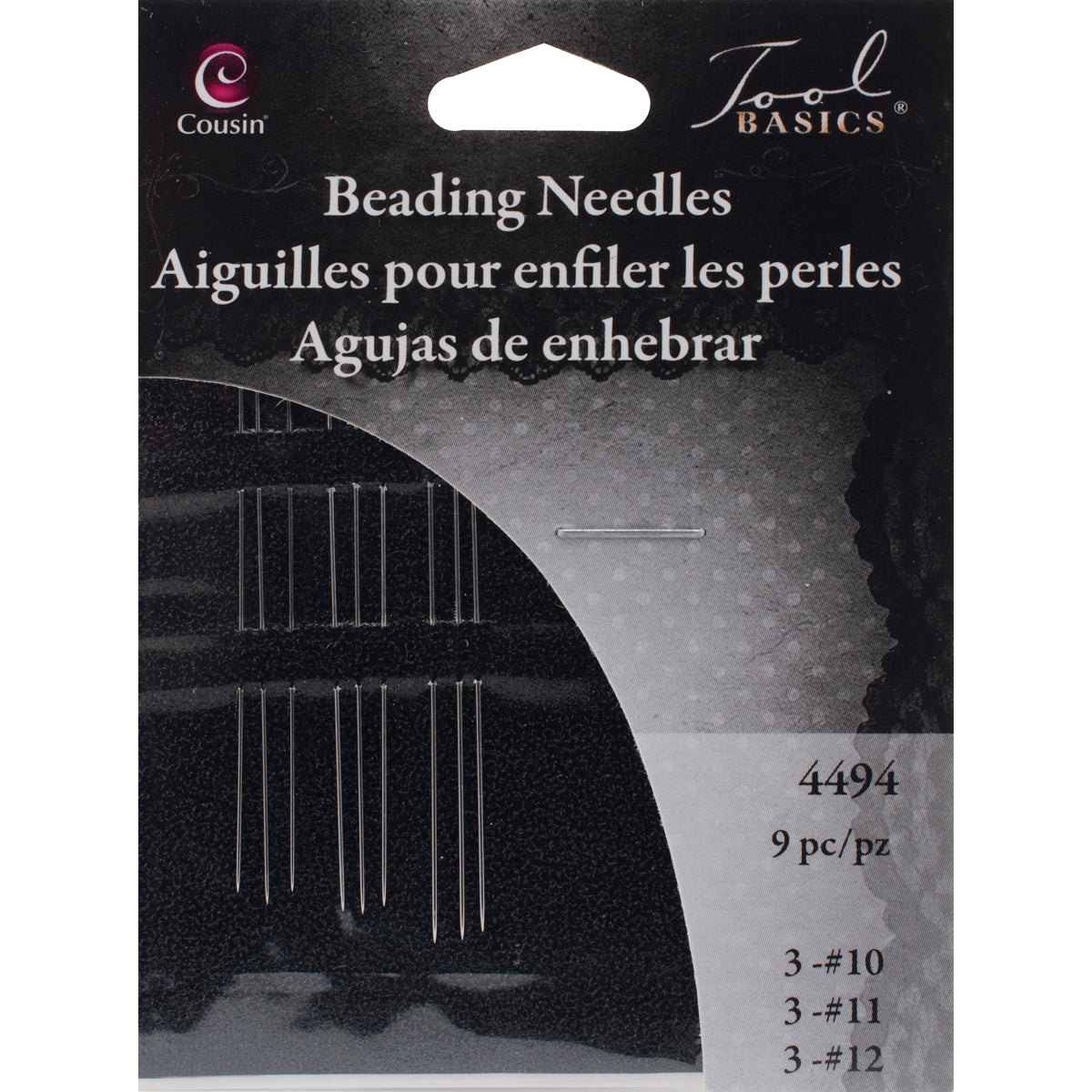 Beading Needles 9/Pkg 3 Each Of Sizes 10, 11 & 12