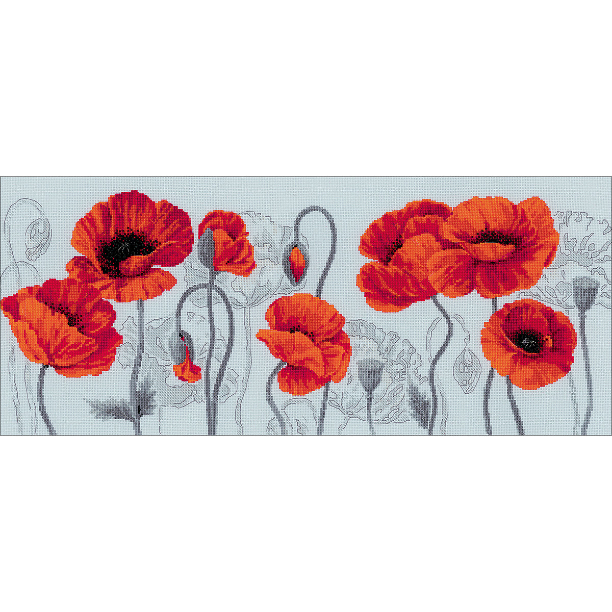 Scarlet Poppies Counted Cross Stitch Kit 27.5"X11.75" 14 Count