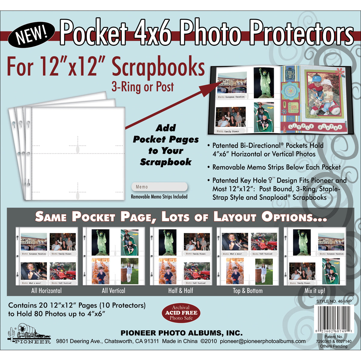 Pioneer Universal Photo Sleeves 12"X12" 10/Pkg (4) 4"X6" Pockets