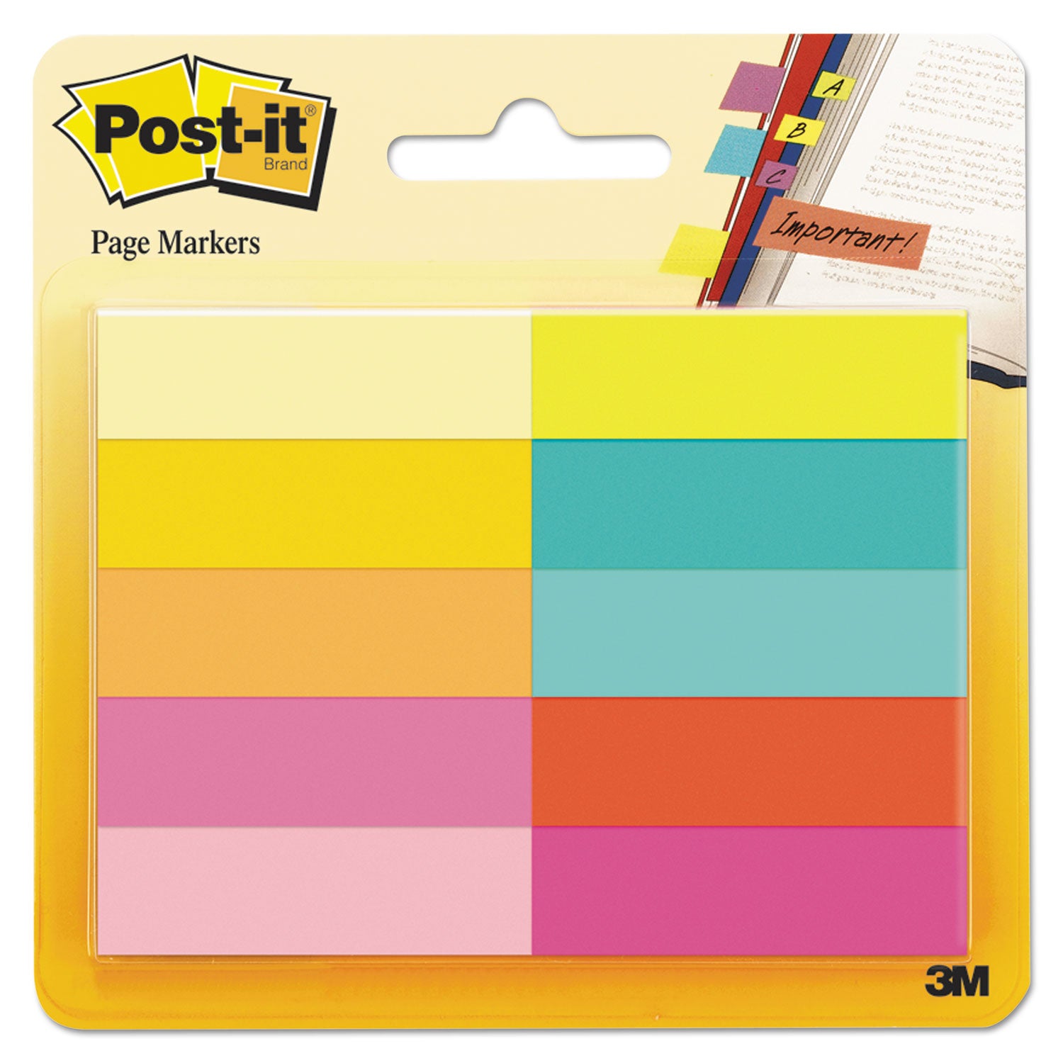Post-It Page Markers .5"X1.75" 10/Pkg Assorted Bright
