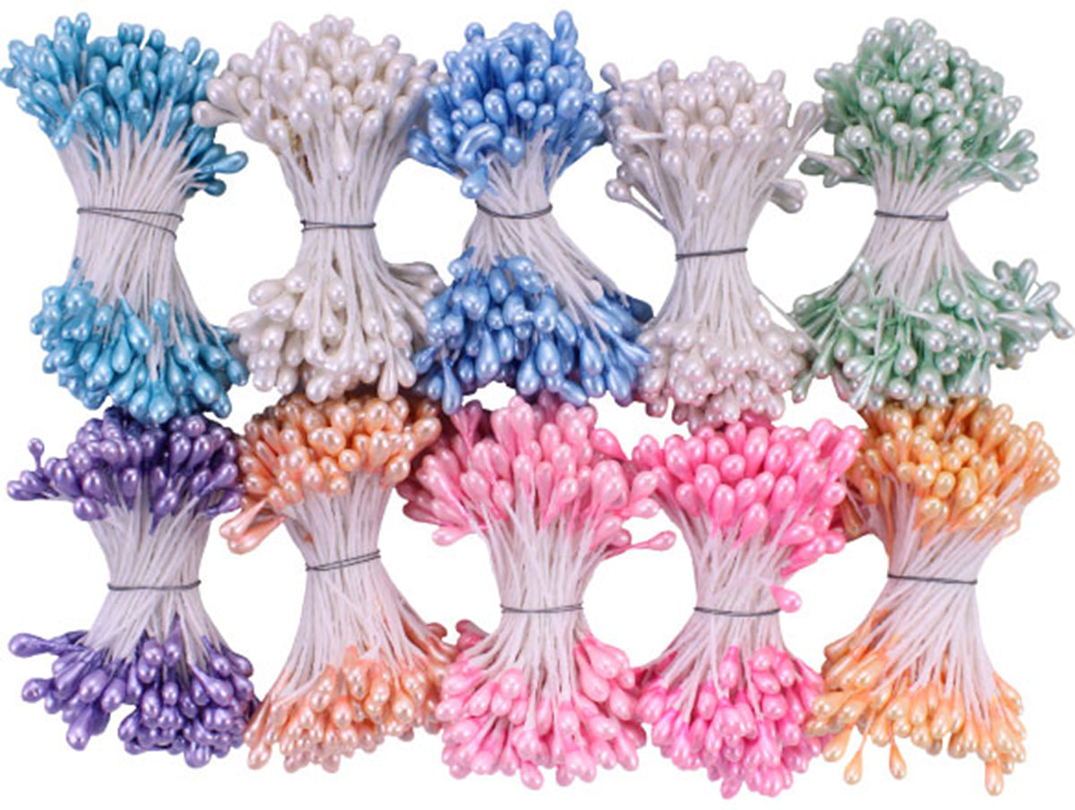 Pearl Stamens Medium 5mmx2.25" 10/Pkg Pastel