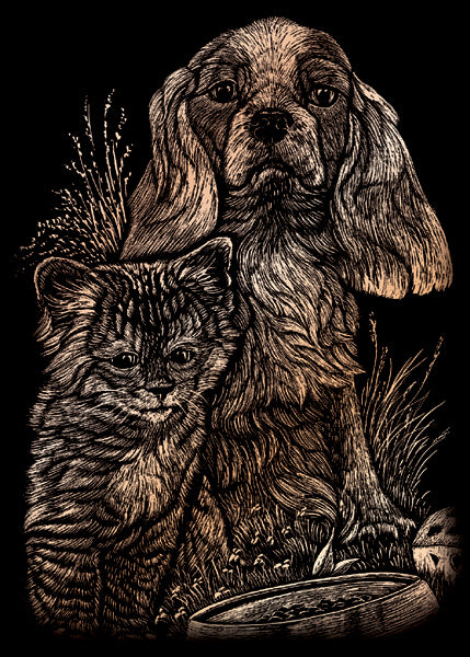 Copper Foil Engraving Art Mini Kit 5"X7" Kitten & Puppy