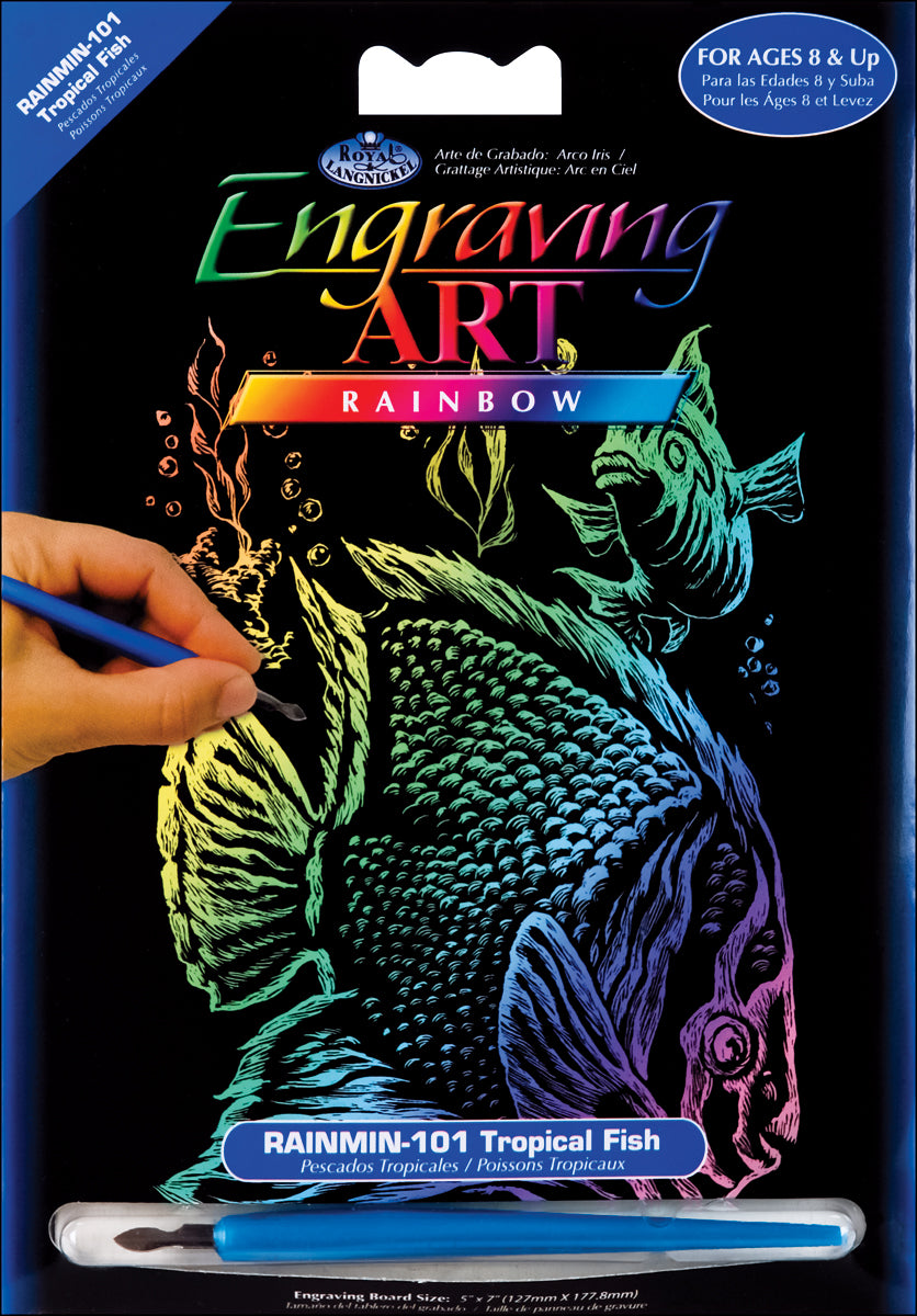 Rainbow Foil Engraving Art Mini Kit 5"X7" Tropical Fish
