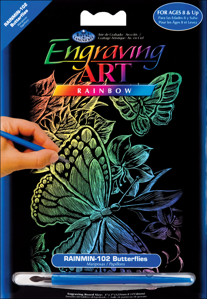 Rainbow Foil Engraving Art Mini Kit 5"X7" Butterflies