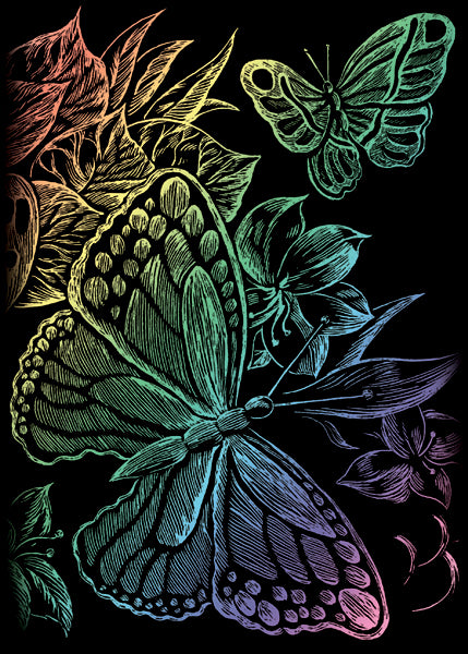 Rainbow Foil Engraving Art Mini Kit 5"X7" Butterflies