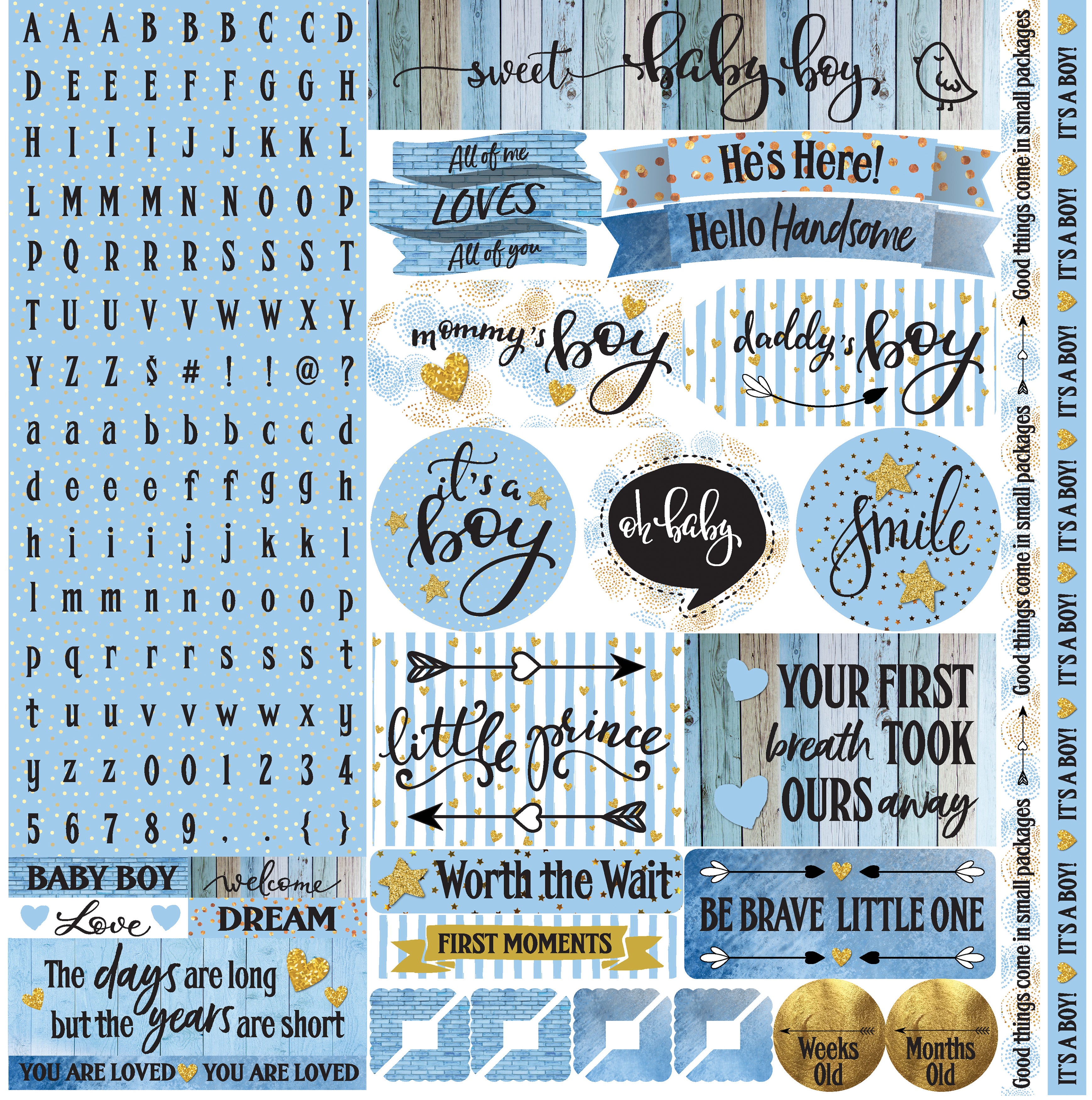 Oh Baby Boy Alpha Stickers 12"X12"  