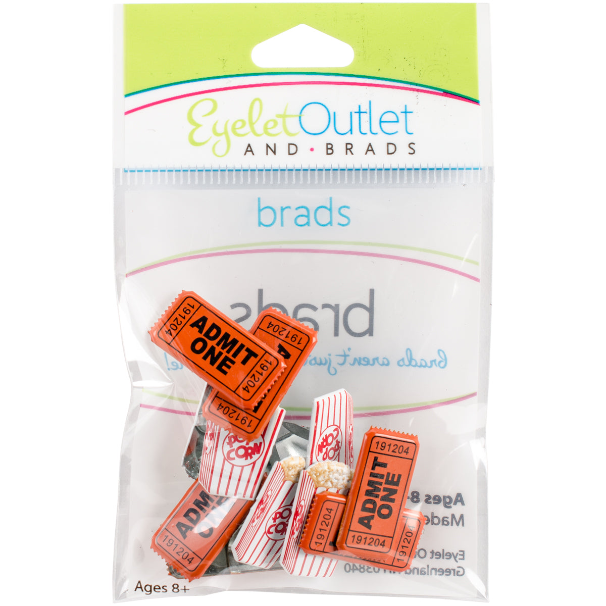 Eyelet Outlet Shape Brads 12/Pkg Popcorn Ticket