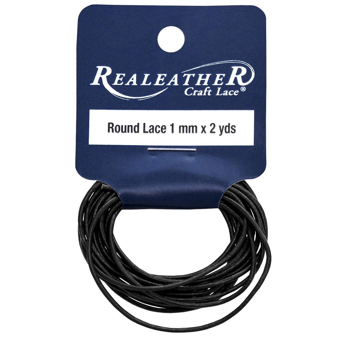 Round Leather Lace 1mmX2yd Packaged Black