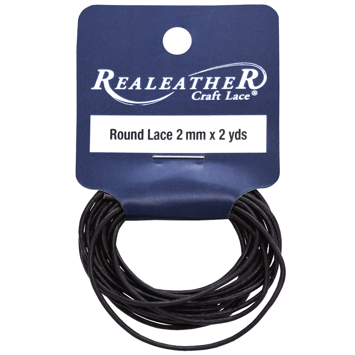 Round Leather Lace 2mmX2yd Packaged Black
