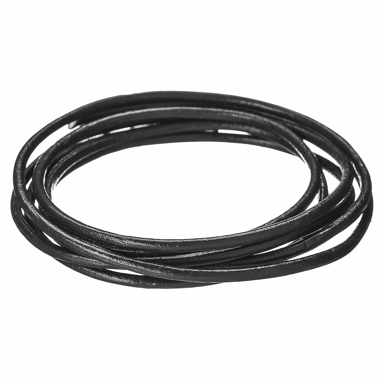 Round Leather Lace 2mmX2yd Packaged Black