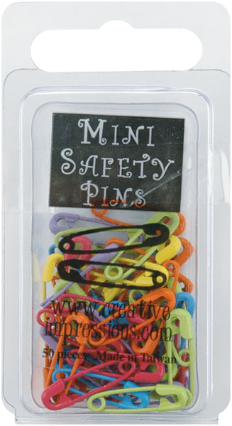 Mini Painted Safety Pins .75" 50/Pkg Tropical
