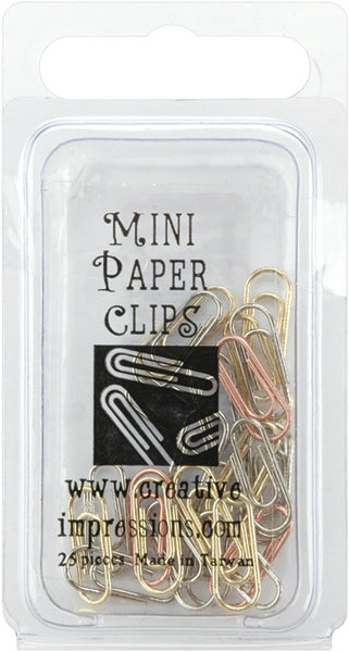Mini Metal Paper Clips .5"X.25" 25/Pkg Silver, Copper & Brass