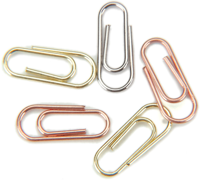 Mini Metal Paper Clips .5"X.25" 25/Pkg Silver, Copper & Brass
