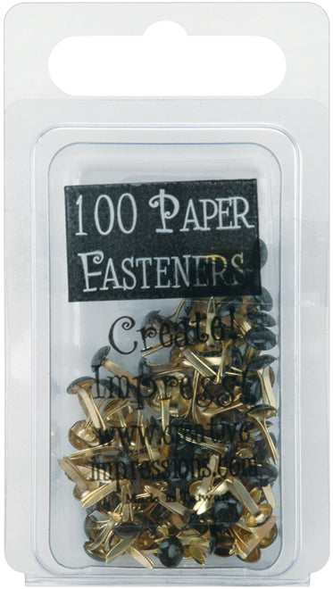 Mini Painted Metal Paper Fasteners 3mm 100/Pkg Round - Black