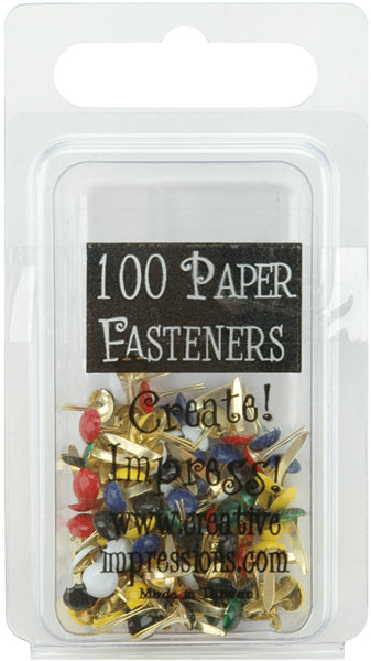 Mini Painted Metal Paper Fasteners 3mm 100/Pkg Round - Primary