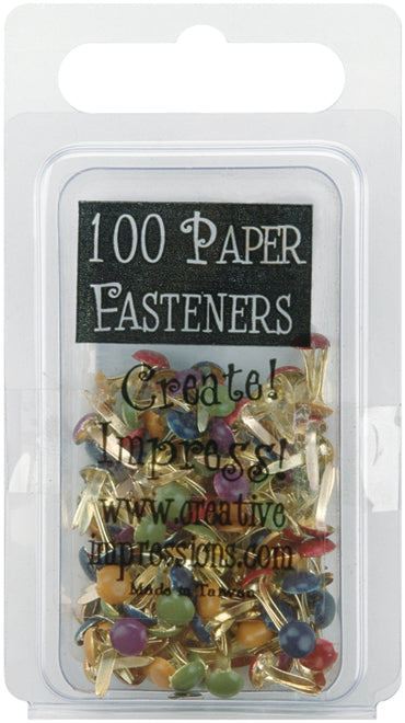 Mini Painted Metal Paper Fasteners 3mm 100/Pkg Round - Matte Heritage