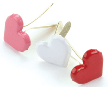Painted Metal Paper Fasteners 50/Pkg Hearts - Red, White & Pink