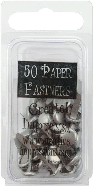 Metal Paper Fasteners 7mm 50/Pkg Round - Pewter