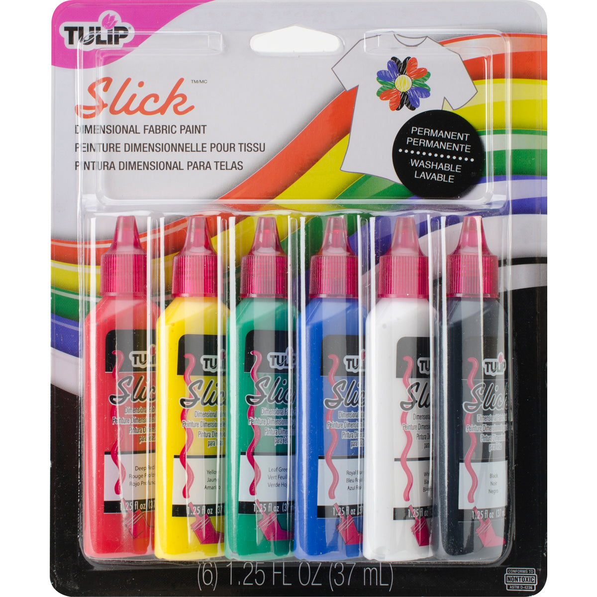 Tulip Dimensional Fabric Paints 1.25oz 6/Pkg Slick