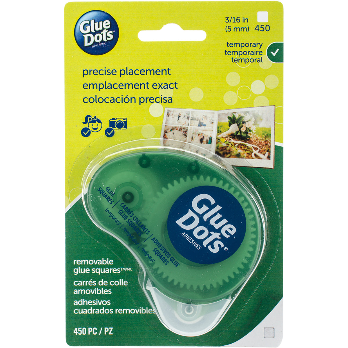 Glue Dots Non-Refillable Runner Removable Squares .1875" 450/Pkg