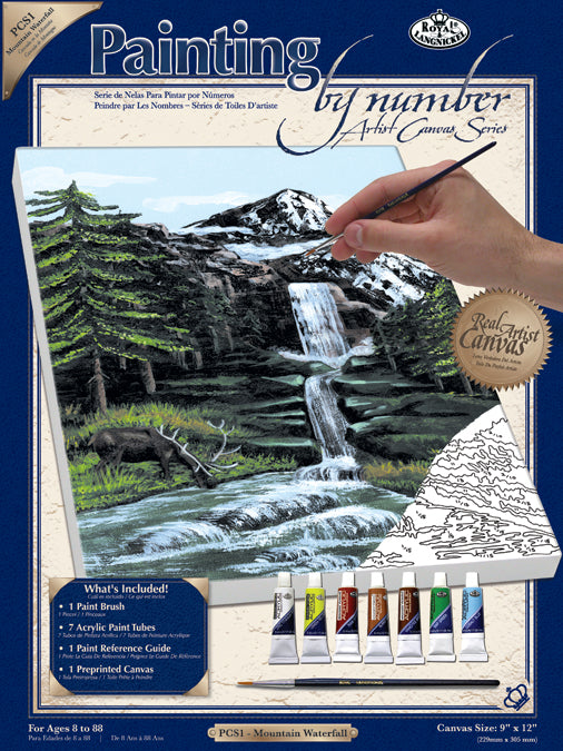 Paint By Number Kit Artist Canvas Series 9"X12" Mountain Waterfall
