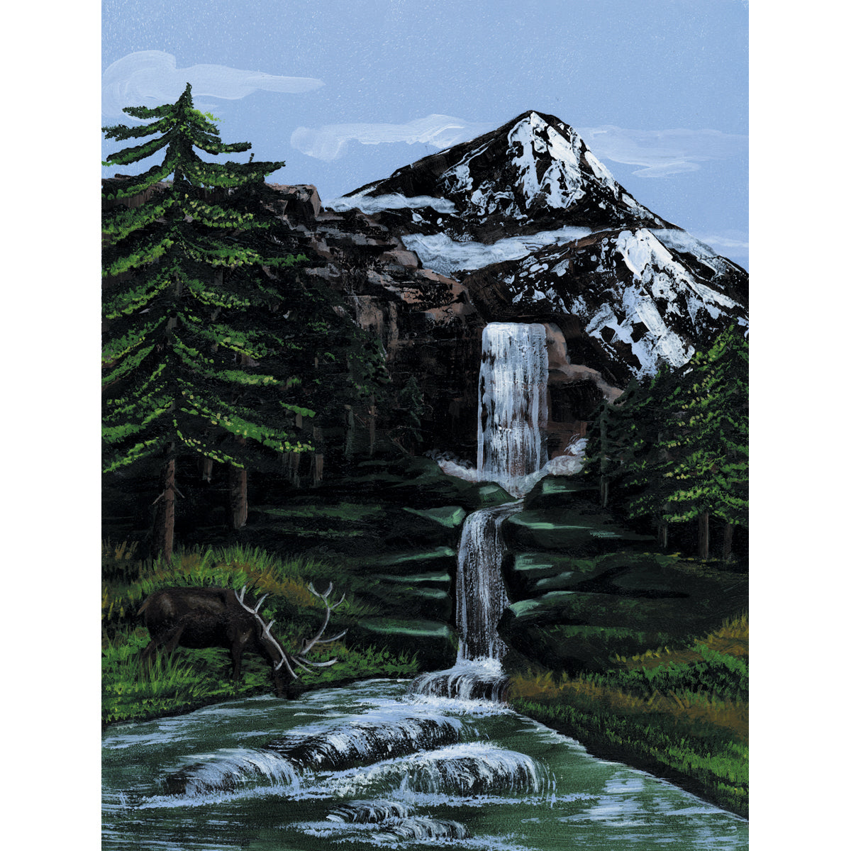 Paint By Number Kit Artist Canvas Series 9"X12" Mountain Waterfall