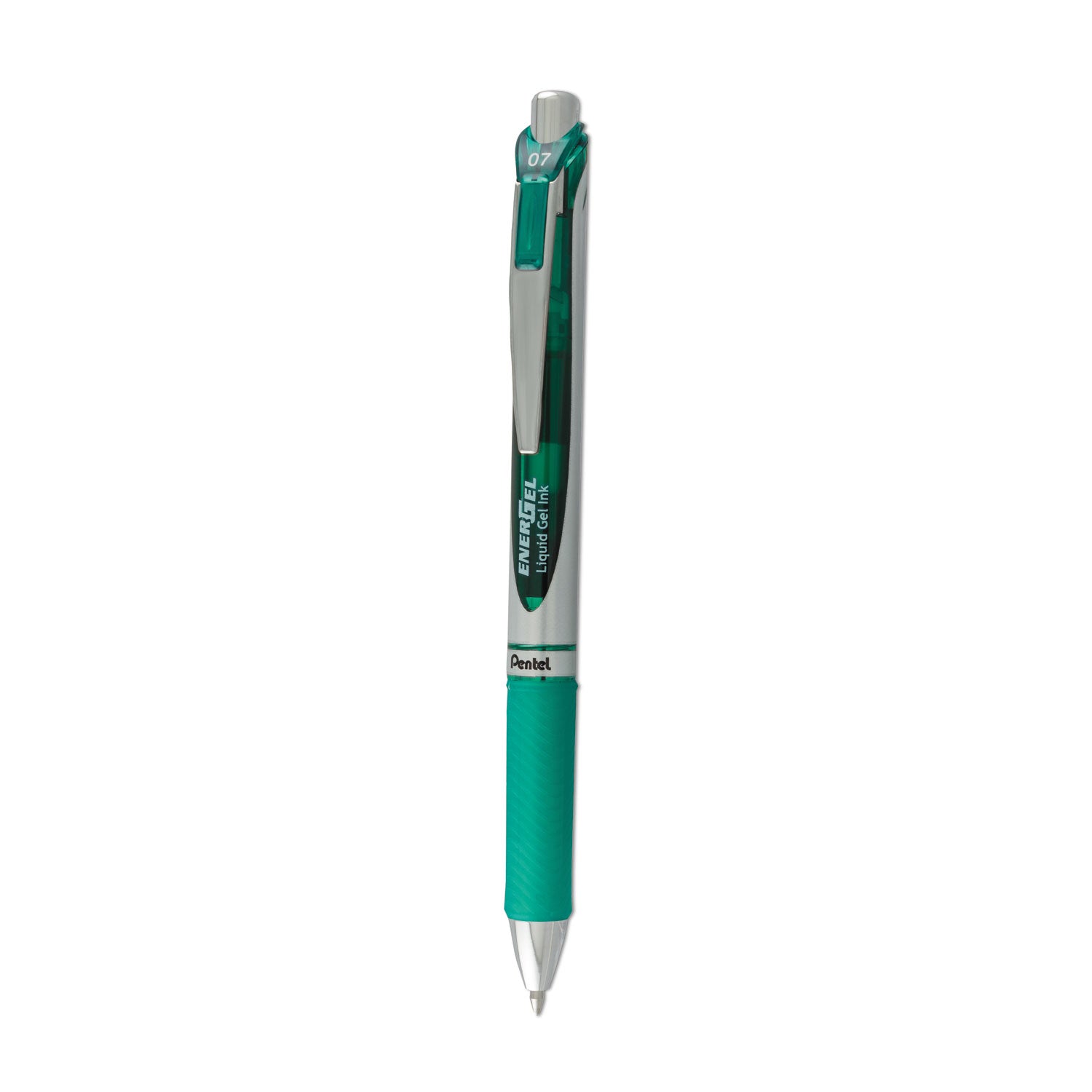 Pentel® EnerGel RTX Retractable Liquid Gel Pen, .7mm, Black/Gray Barrel, Green Ink