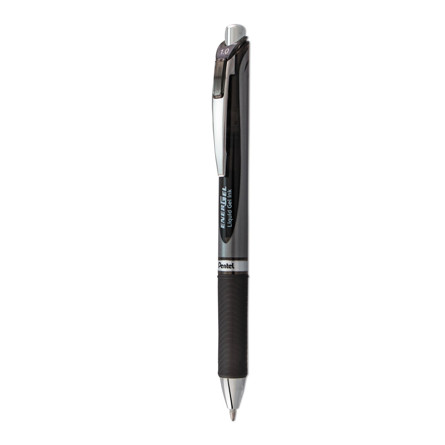 Pentel® EnerGel RTX Retractable Liquid Gel Pen, 1 mm, Black/Gray Barrel, Black Ink