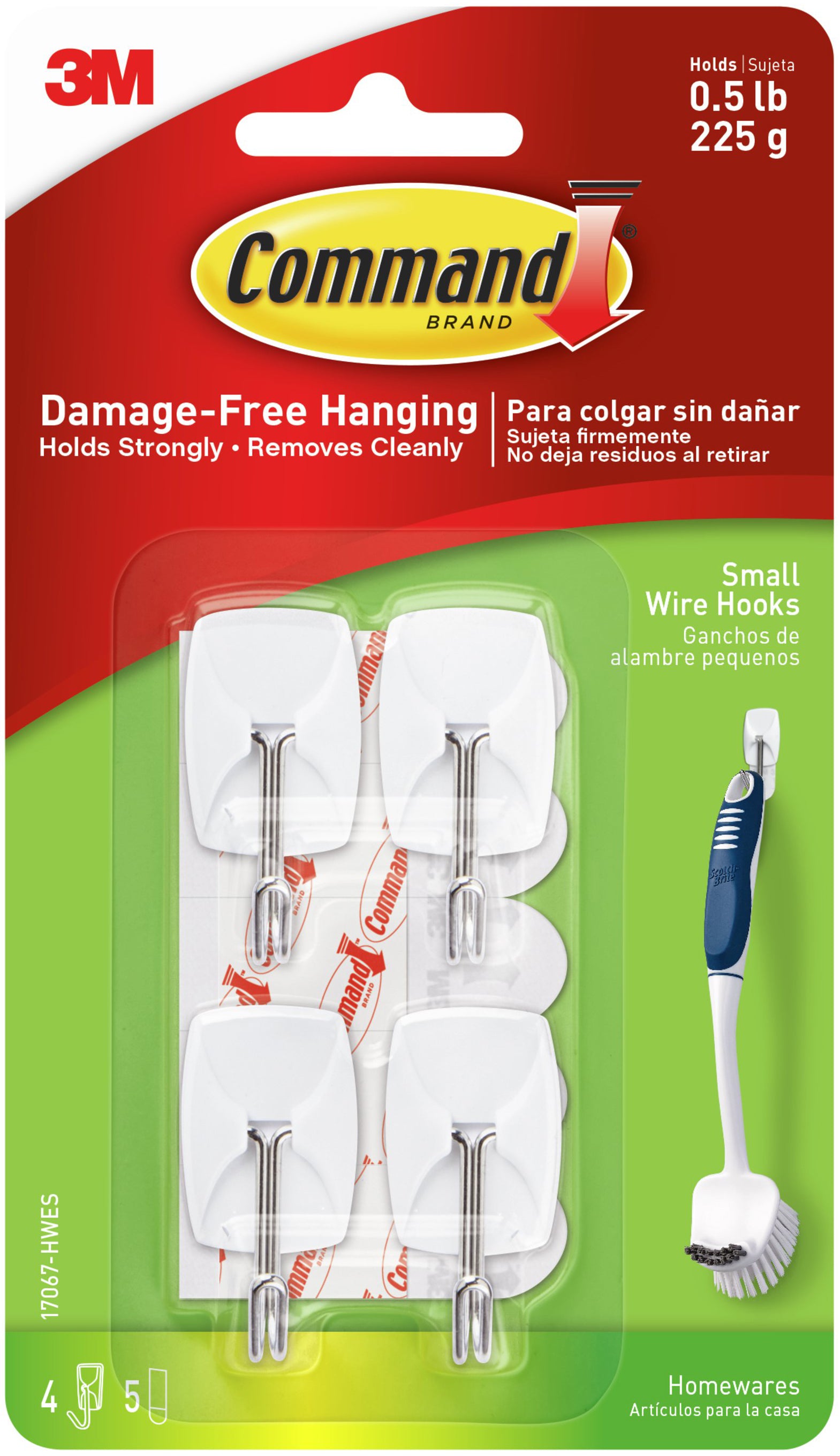 Command Small Wire Hooks 4/Pkg White 4 Hooks & 5 Strips